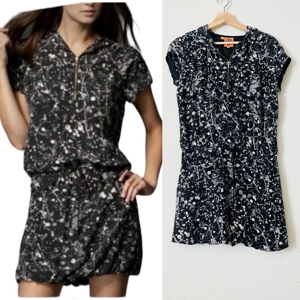 Tory Burch Black and White Splatter Mini Dress